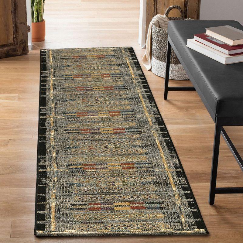 Liora Manne Marina Stripe Indoor/Outdoor Rug Black 1'11" x 7'6"