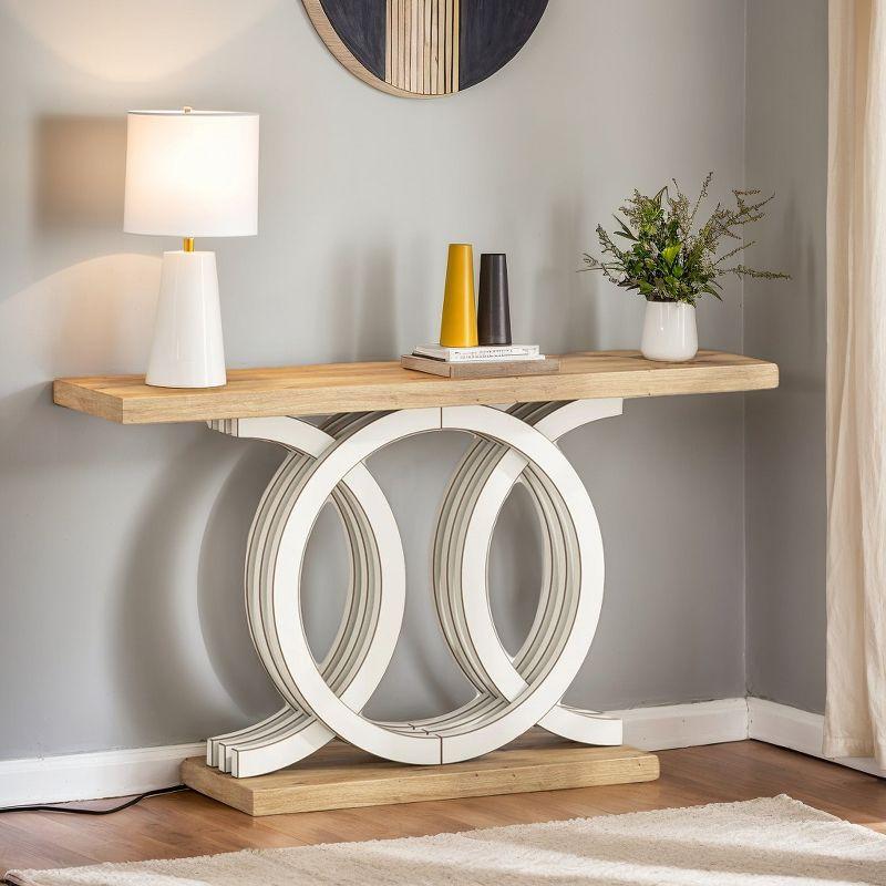 Farmhouse Console Sofa Table, 55 Inches Entryway Hallway Foyer Table White