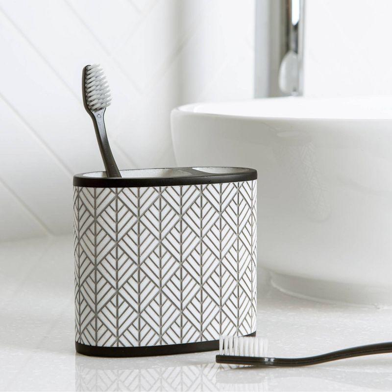 Shelby Toothbrush Holder - Allure Home Creations: Resin Bathroom Organizer, 4.06" High, Geometric Design