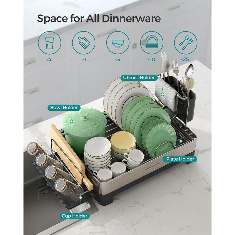 SONGMICS Stainless Steel Dish Drying Rack, Dish Drainers for Kitchen Counter