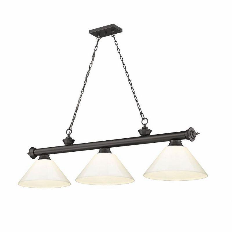 Elegant Bronze 57'' Billiard Light with White Shades