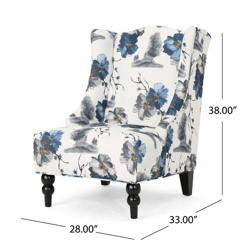 Toddman High-Back Club Chair Floral Print Blue - Christopher Knight Home