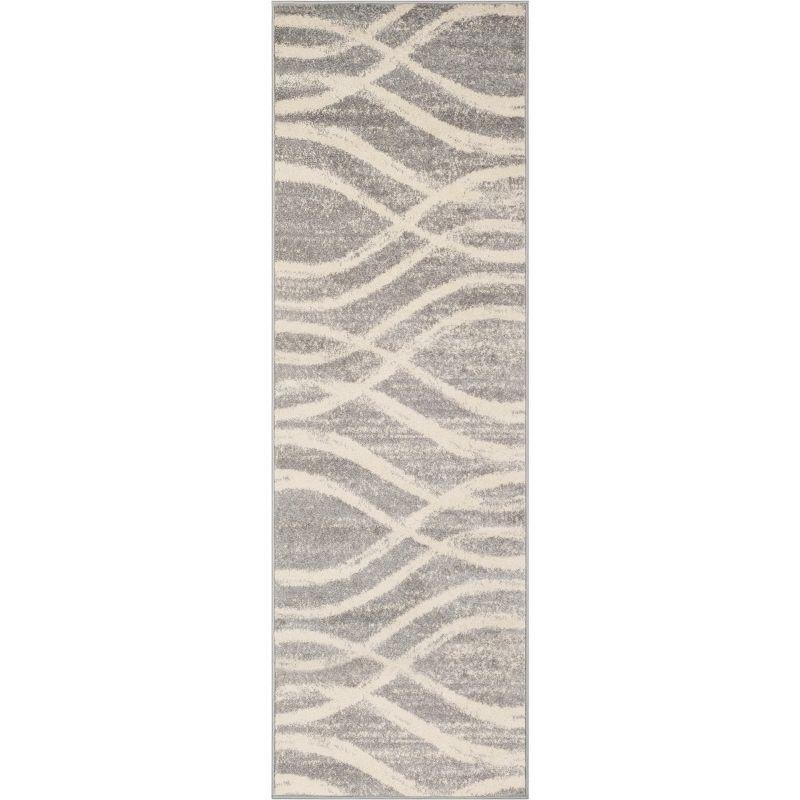 Adirondack ADR125 Non-Shedding Power Loomed Indoor Runner Rug - Grey/Cream - 2'6"x16' - Safavieh