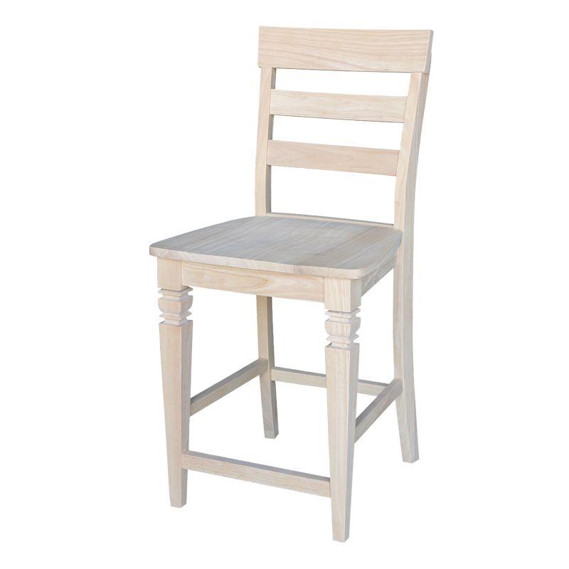 24" Unfinished Solid Wood Ladder-Back Counter Stool