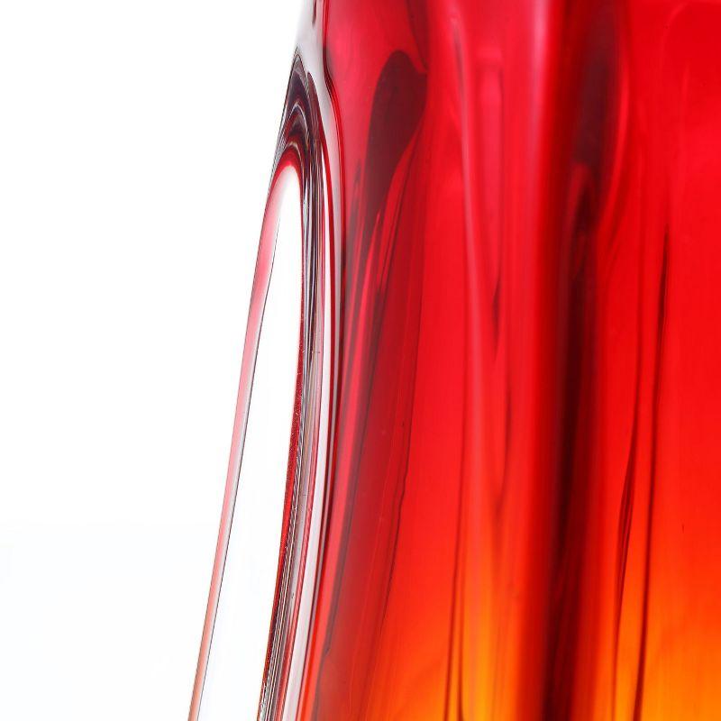 Luxury Lane Hand Blown Laine Art Glass Vase Gold & Red Ombre 10"H