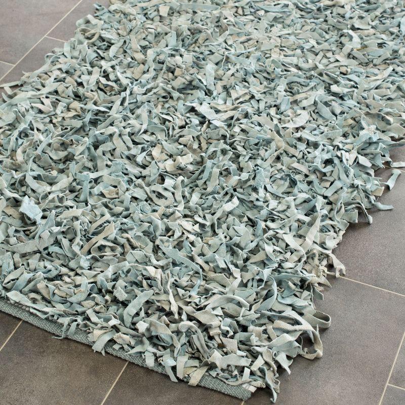 Leather Shag LSG511 Handwoven Runner Rug - Light Blue - 2'3"x9' - Safavieh