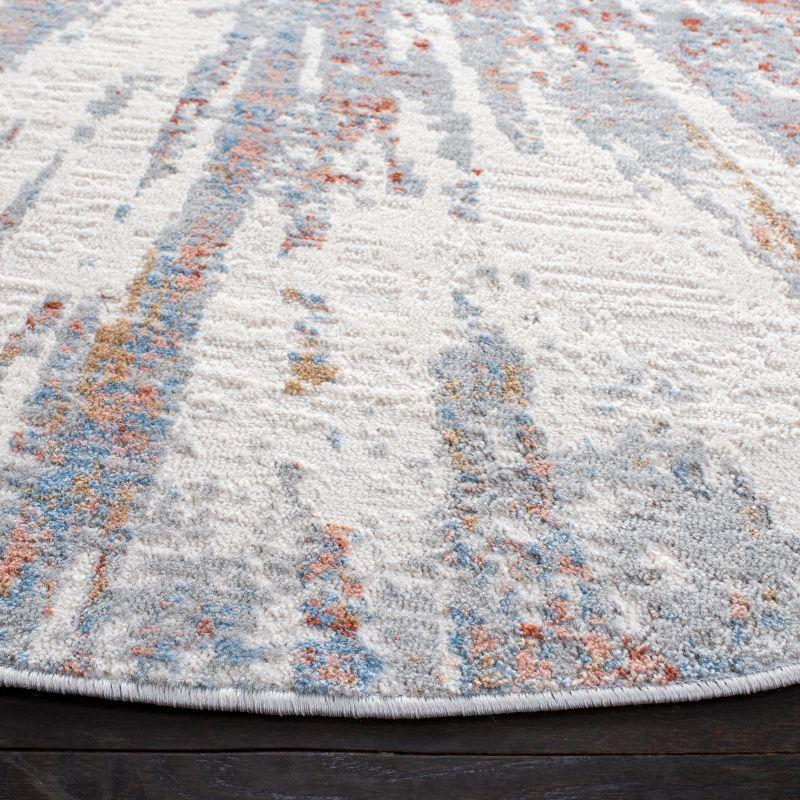 Amelia ALA449 Power Loomed Indoor Area Rug - Grey/Rust - 6'7" Round - Safavieh