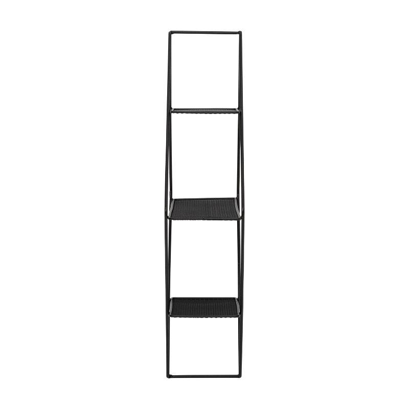 Honey-Can-Do Rhombus Metal Wall Shelf Black: Floating Decorative Hanging Shelves, Steel Frame, 3-Tier, 23.6" Height