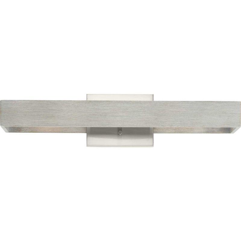 Progress Lighting Boundary 2-Light Wall Sconce, Brushed Nickel, Grey Washed Oak, Open Frame, Design Series