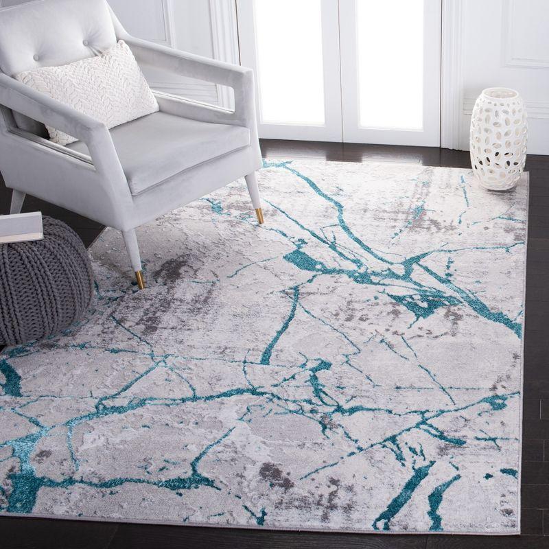Amelia ALA293 Power Loomed Indoor Area Rug - Grey/Aqua - 8'x10' - Safavieh