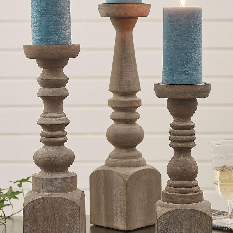 Brighton 18" Distressed Brown Wood Candlestick