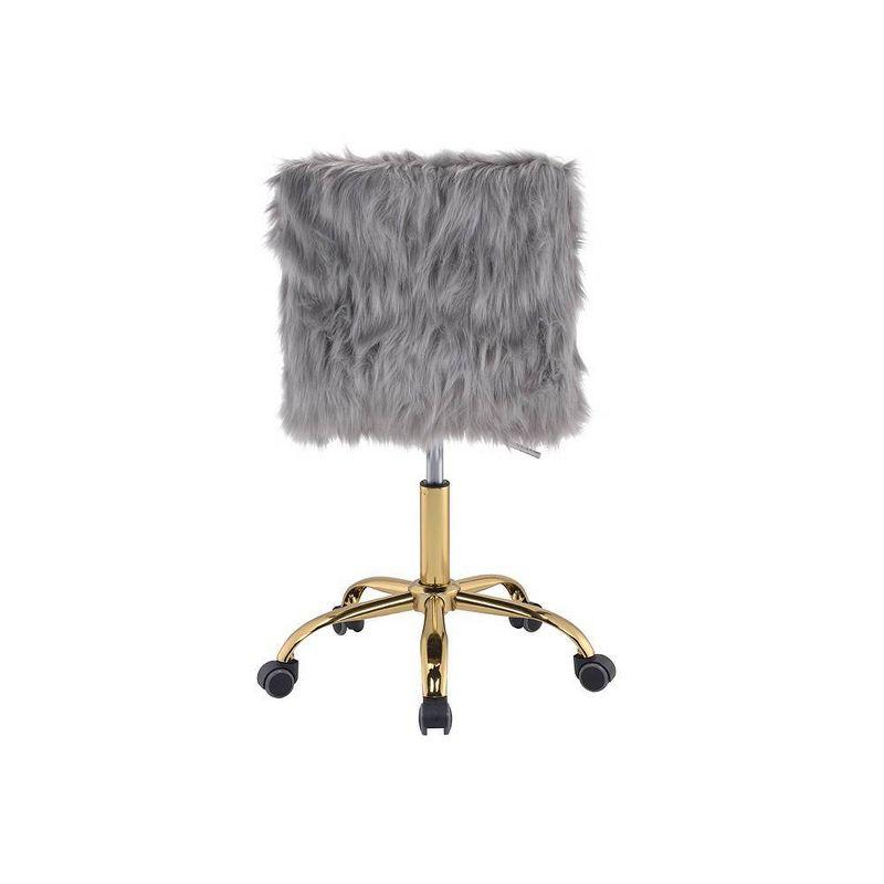 23" Arundell Accent Chair Gray Faux Fur/Gold Finish - Acme Furniture