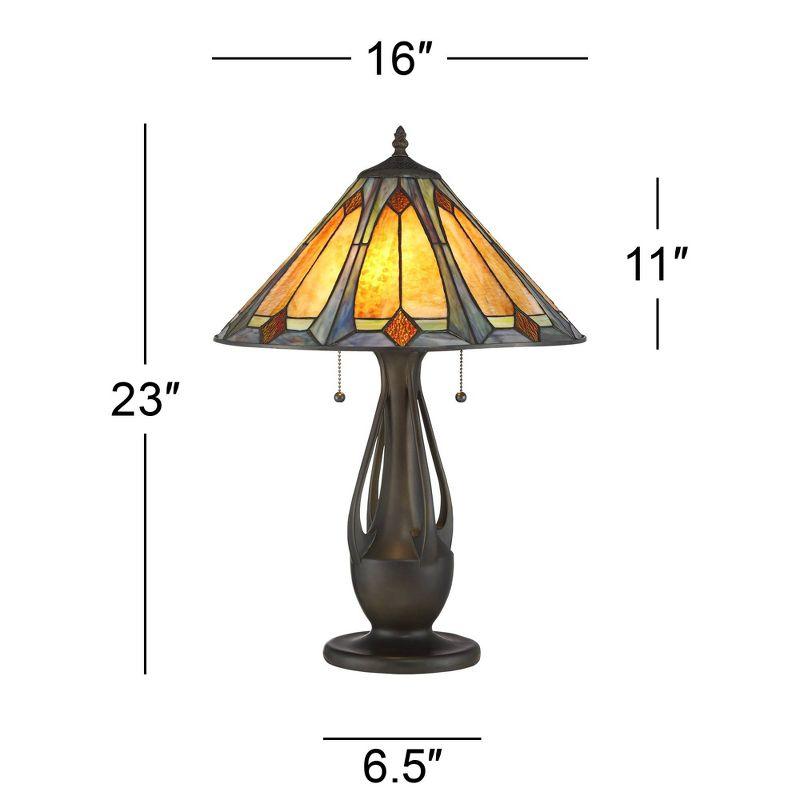 Robert Louis Tiffany Gerald Traditional Accent Table Lamp 23" High Deep Metallic Metal Stained Art Glass Shade for Bedroom Living Room Nightstand Home