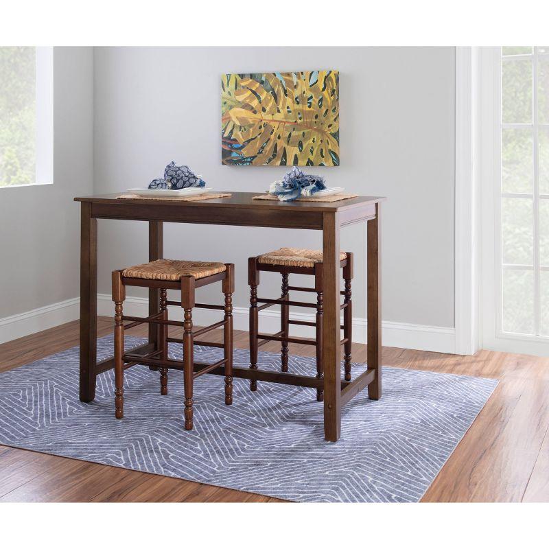 36" Claridge Transitional Counter Height Pub Table Rustic Brown - Linon: Solid Wood Base, Veneer Top