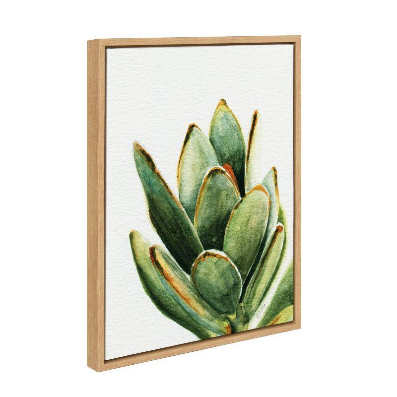 Sylvie Succulent 18 Framed Canvas Print in Natural Wood