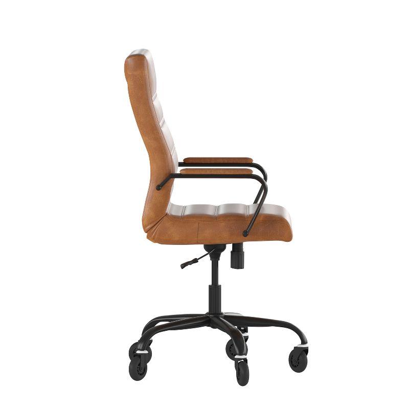 Flash Furniture Whitney High Back Executive Swivel Office Chair with Black Frame, Arms, and Transparent Roller Wheels