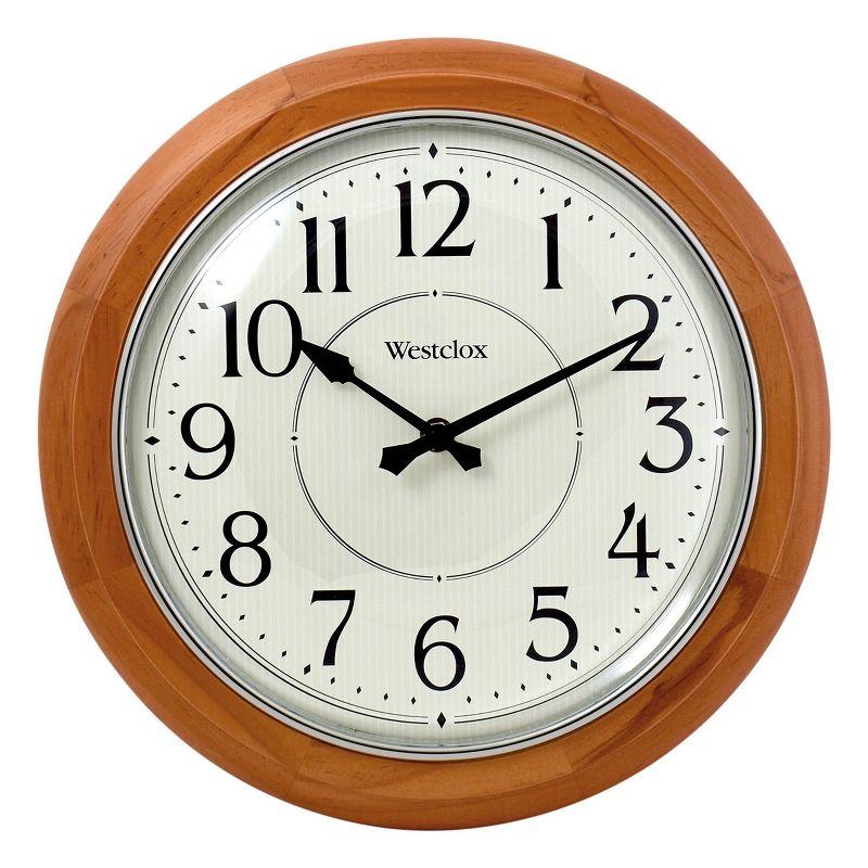 12.5" Wood Wall Clock with Quiet Sweep Natural - Westclox: Indoor Analog Timepiece, Modern Decor