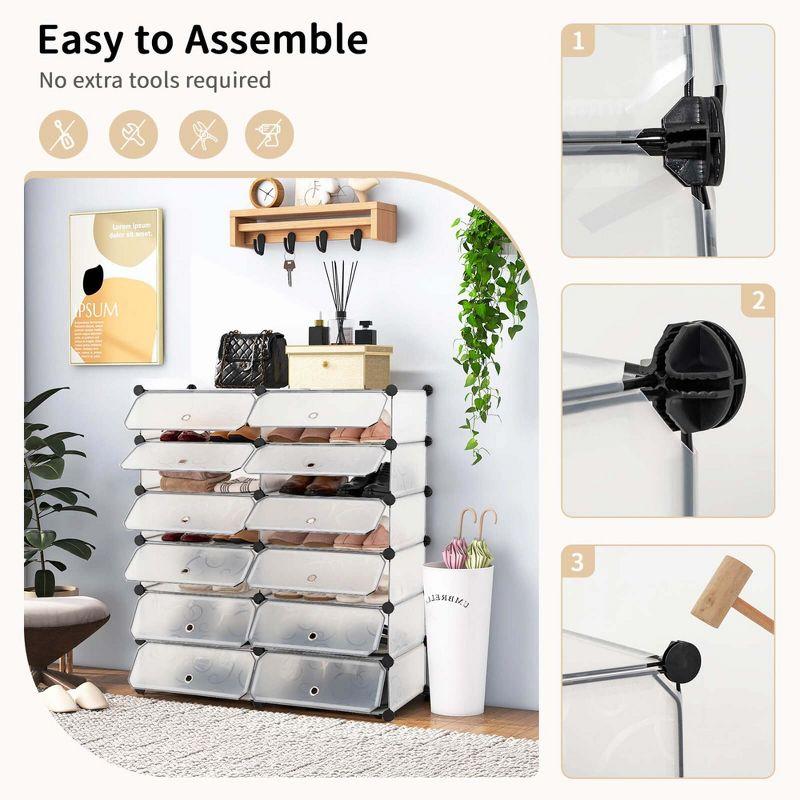 Costway Shoe Rack 12-Cube DIY Plastic Shoe Cabinet Multi Use Modular Closet Shelf White