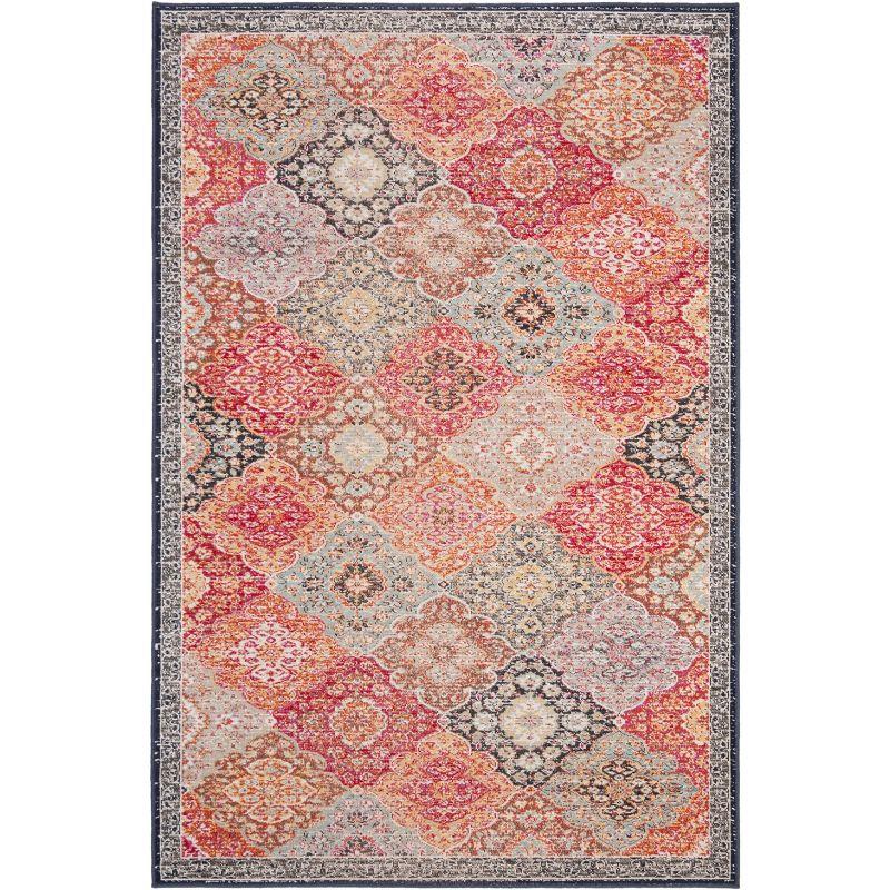 Montage MTG281 Power Loomed Indoor/Outdoor Area Rug - Red/Aqua - 5'1"x7'6" - Safavieh.