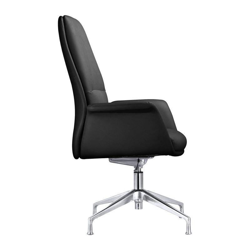 Summit Black Faux Leather Swivel Office Chair with Aluminum Frame