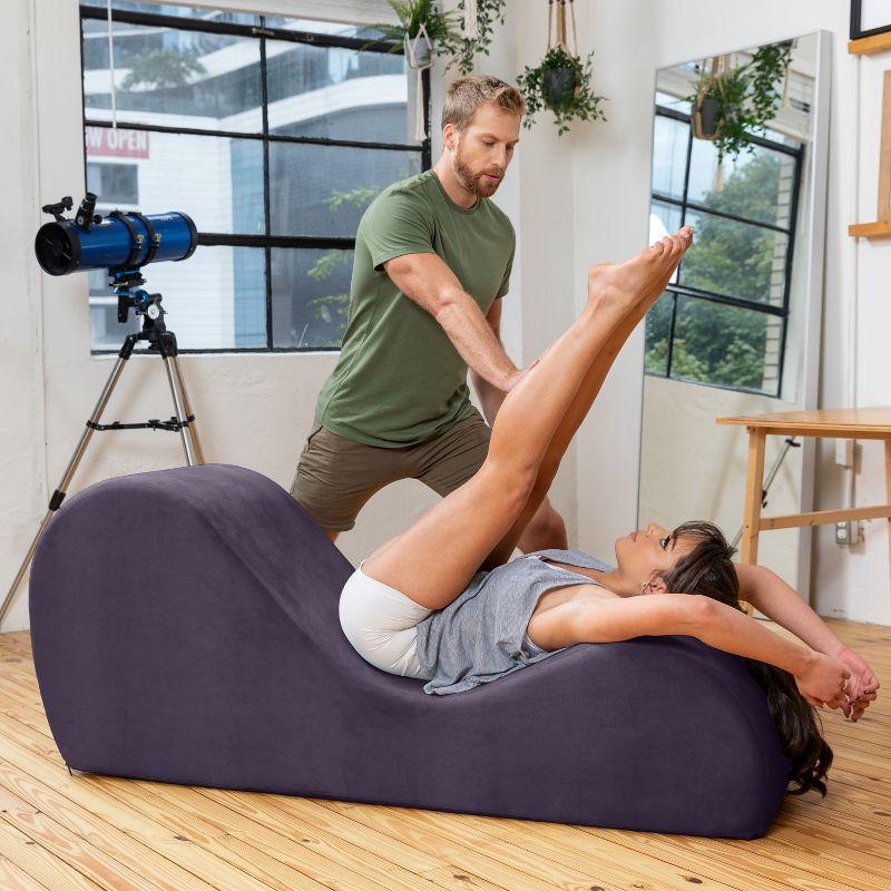 Avana Sleek Chaise Lounge for Yoga - Made in The USA - Great for Stretching, Relaxation, Exercise & More, 60D x 18W x 26H Inch, Aubergine