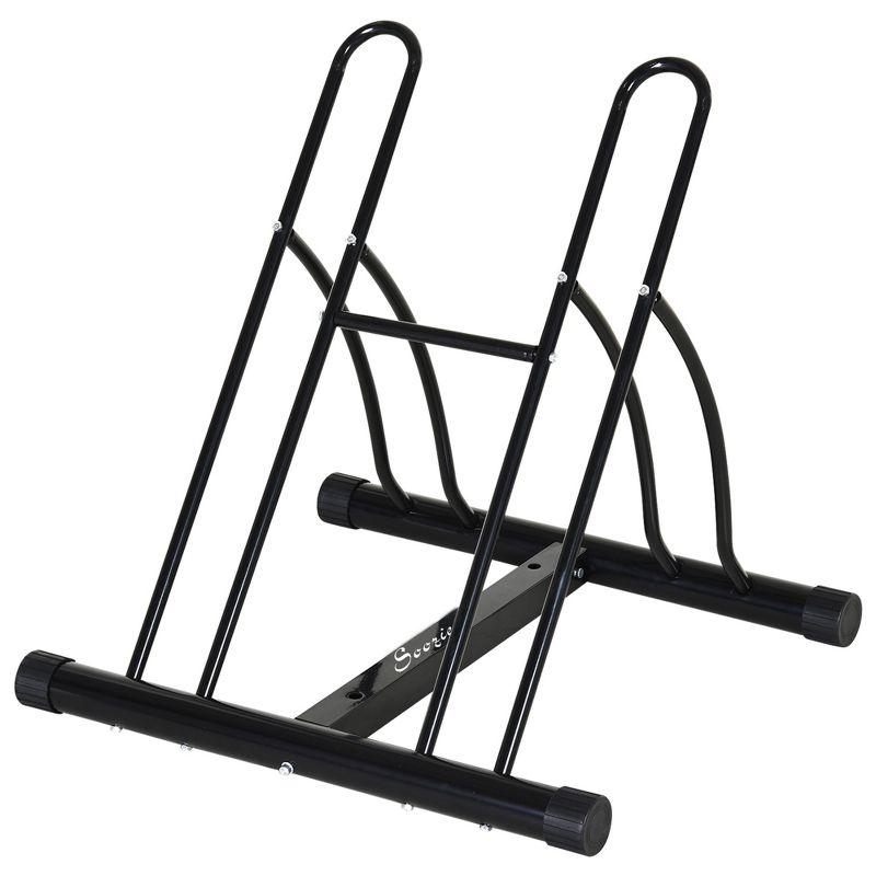 Soozier Bike Rack Floor Stand, 2 Bike Direction Adjustable Bicycle Park for Garage, Free Standing Storage