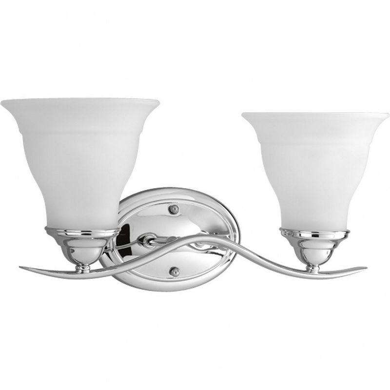 Progress Lighting Trinity Collection 2-Light Bath Fixture, Polished Chrome, Etched Glass Shade