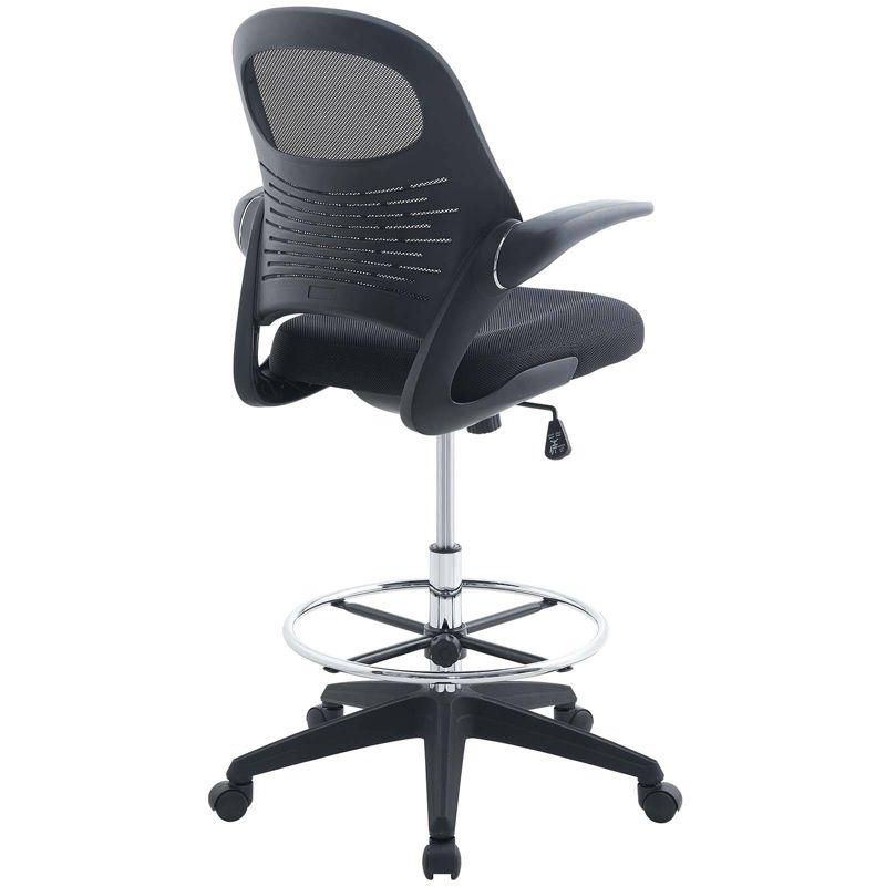 Stealth Drafting Chair Black - Modway: Upholstered, 330 lbs Capacity, Adjustable Height 23"-30"