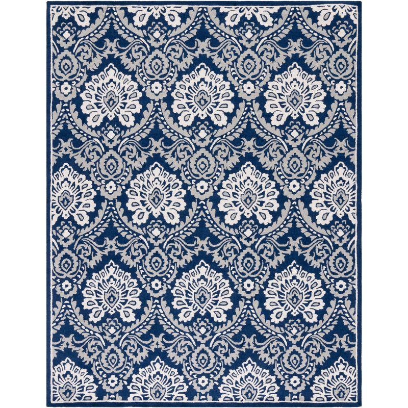 Blossom BLM106 Hand Tufted Indoor Area Rug - Navy/Ivory - 8'x10' - Safavieh