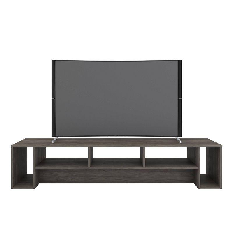Rustik 3 Shelf TV Stand for TVs up to 80" Bark Gray - Nexera: Modern Media Console with Open Storage