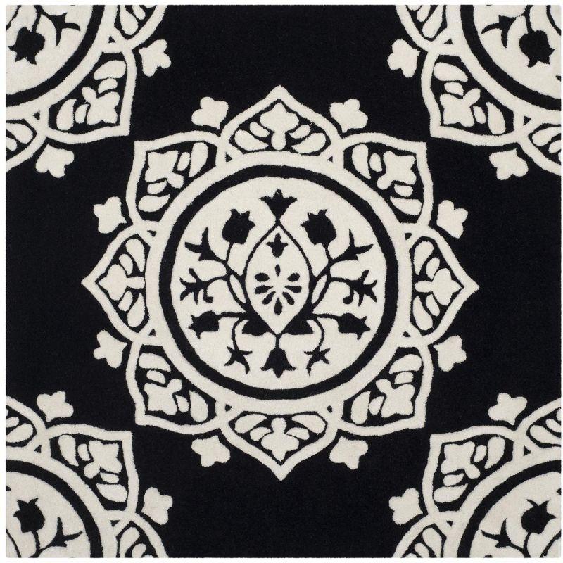 Bella Black and Ivory Hand-Tufted Wool Square Area Rug