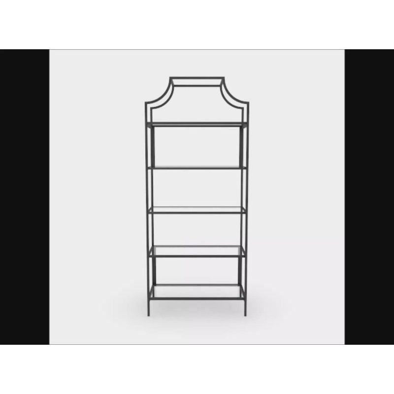 Harvey Park 66'' Black Metal and Glass 5-Shelf Bookcase