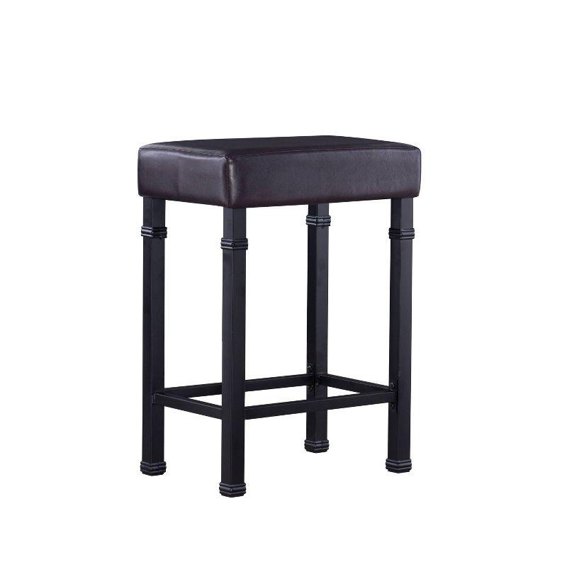 3pc Austin Faux Leather Stools Wood Pub Dining Set Metal/Black - Linon: Counter Height, Padded Seating