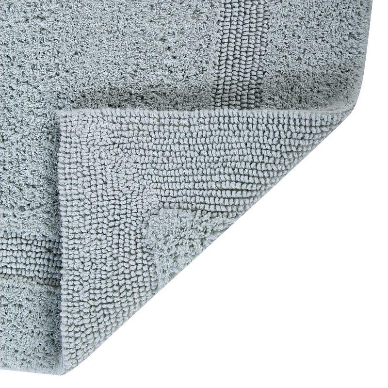 Better Trends Lux 100% Cotton Tufted Solid Reversible Bath Rug Set 2 PC (17" x 24" | 21" x 34") - Blue