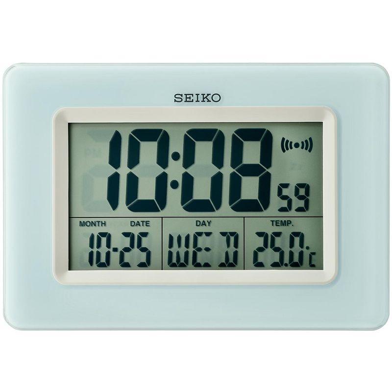 Seiko Light Blue Digital Bedside Alarm Clock with Thermometer