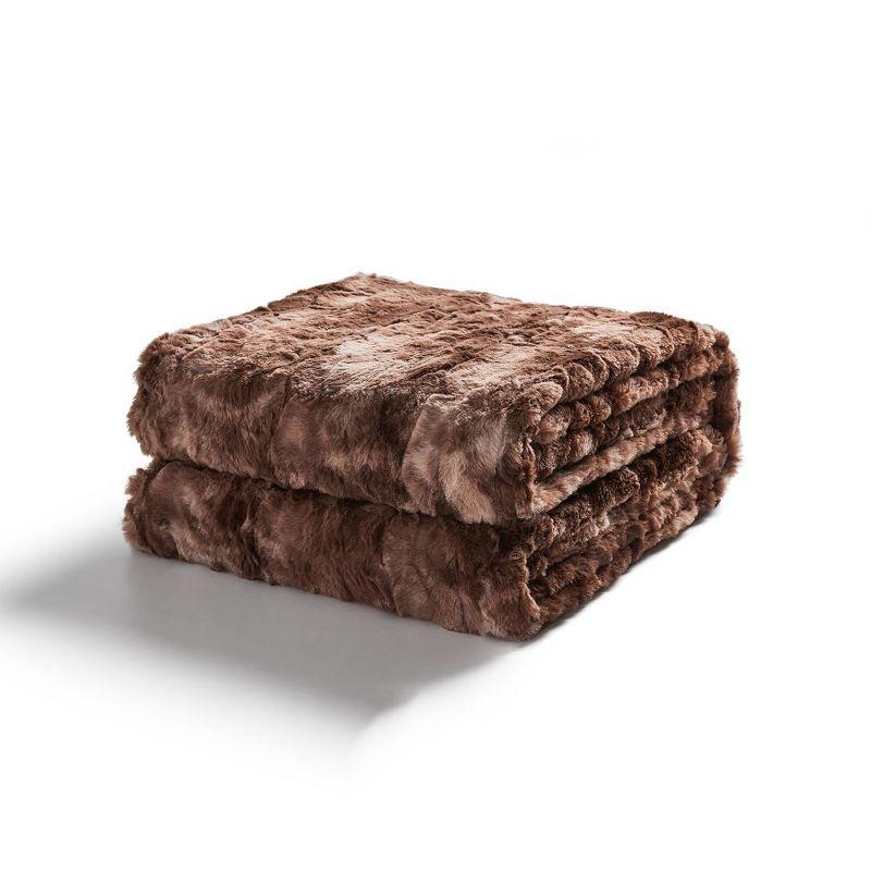 Cheer Collection Ultra Soft Faux Fur Throw Blanket - Brown