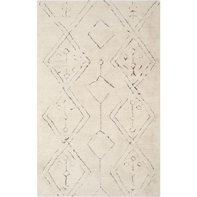 Ivory Hand-Tufted Moroccan Shag Wool Area Rug