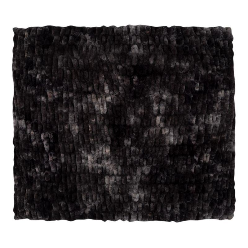 Lavish Home Lavish Home Oversized Ruched Faux Fur Blanket - 60x80-Inch Jacquard Faux Fur Queen-Size Throw for Sofas and Beds - Luxurious Bedding