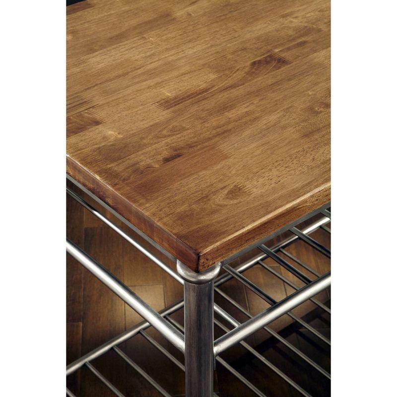 Orleans Kitchen Island: Homestyles Metal Frame, Wood Surface, 2 Shelves Storage Cart - Brown