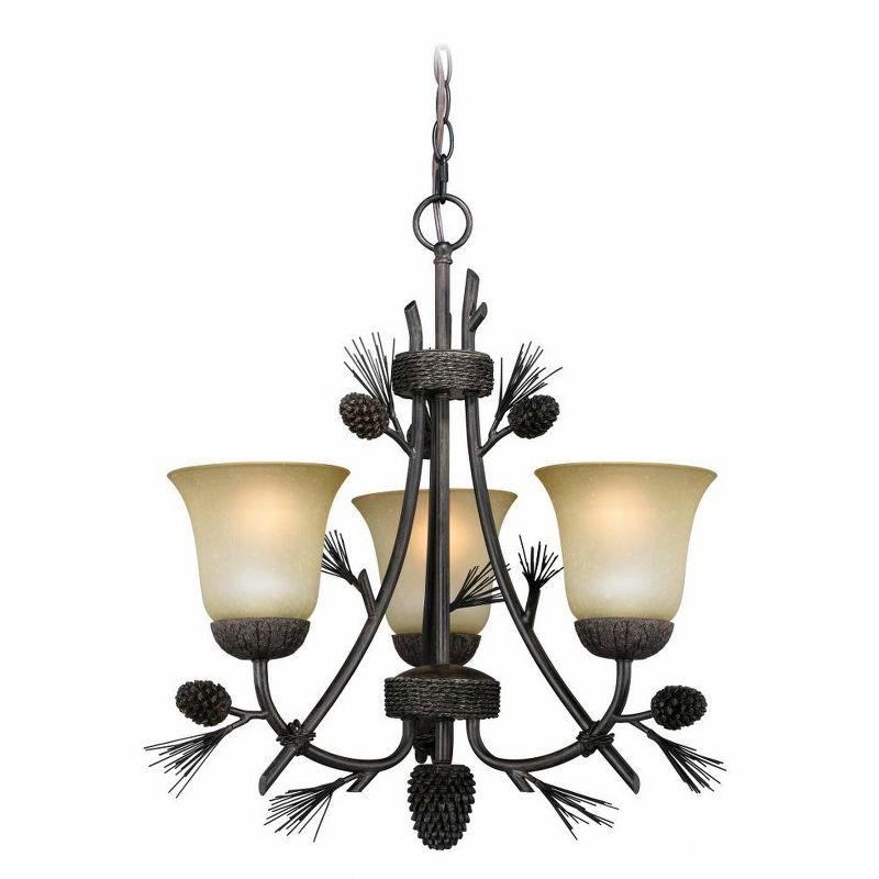 Sierra Mini 3-Light Chandelier in Black Walnut with Frosted Glass