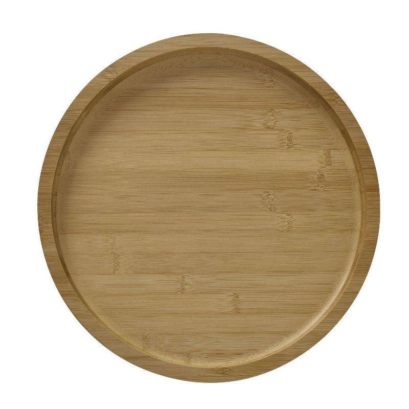 Farberware 14" Round Build-a-Board Charcuterie Bamboo Board with Locking Lid and Black Handle