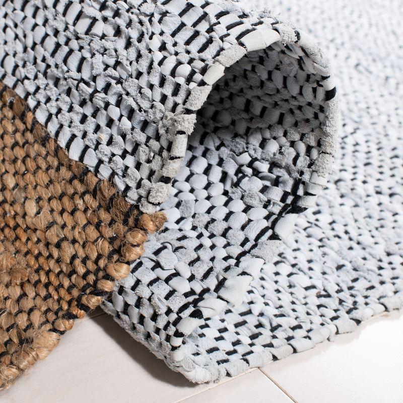 Vintage Leather W/ Fringes VTL602 Hand Woven Indoor Accent Rug - Grey/Natural - 2'x3' - Safavieh