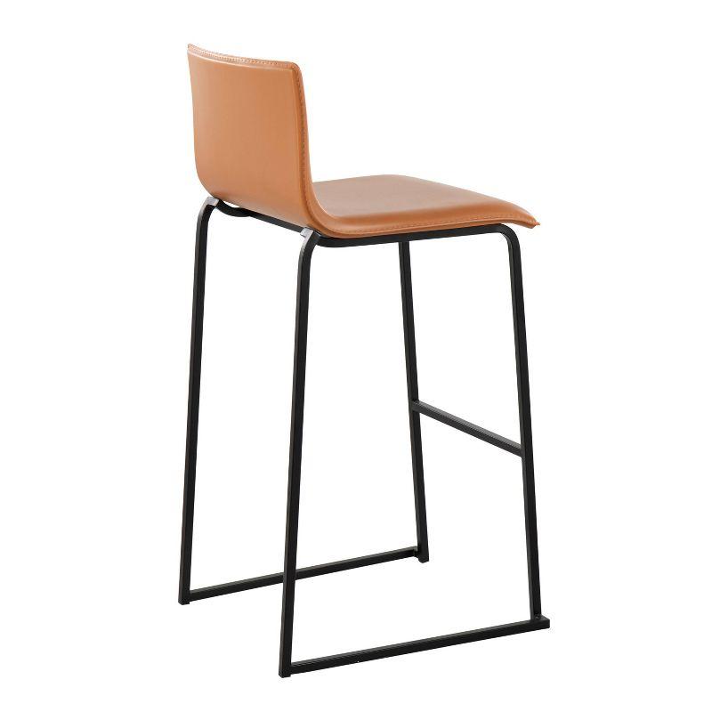 Set of 2 Mara Upholstered Barstools Camel/Black - Lumisource: Faux Leather, Metal Base, Footrest