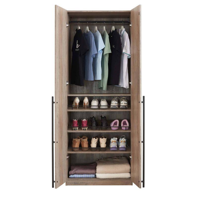 Manhattan Comfort Lee Freestanding Wardrobe Closet 3.0 with 1 Hanging Rod, 3 Shoe Shelves, and 1 Basic Shelf