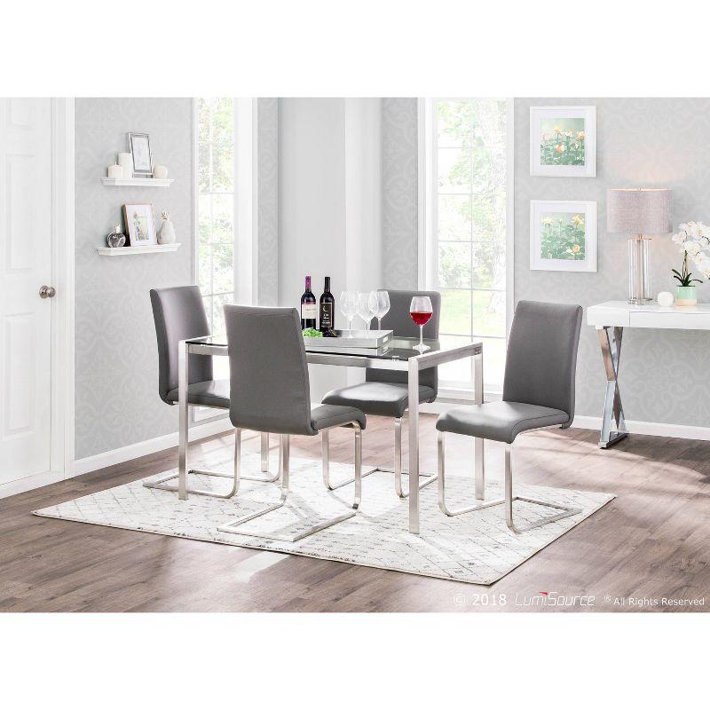 LumiSource Set of 2 Foster Contemporary Dining Chair Stainless Steel/Gray: Upholstered, Steel Frame, Floor Protectors