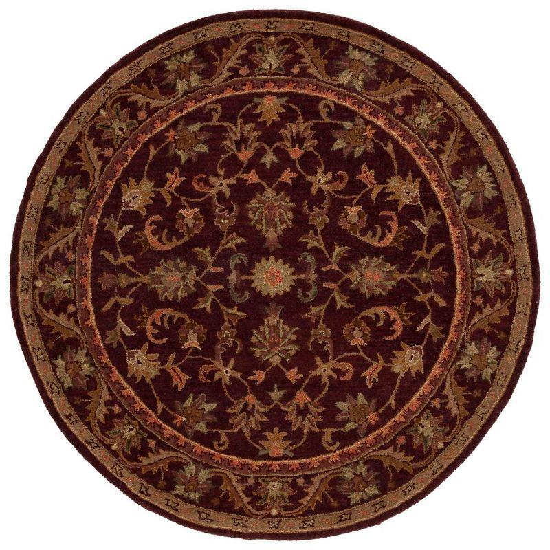Antiquity AT52 Hand Tufted Indoor Area Rug - Wine/Gold - 6' Round - Safavieh