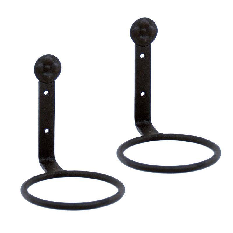 Black Iron Wall Mounted Flower Pot Holder Brackets, Set of 2