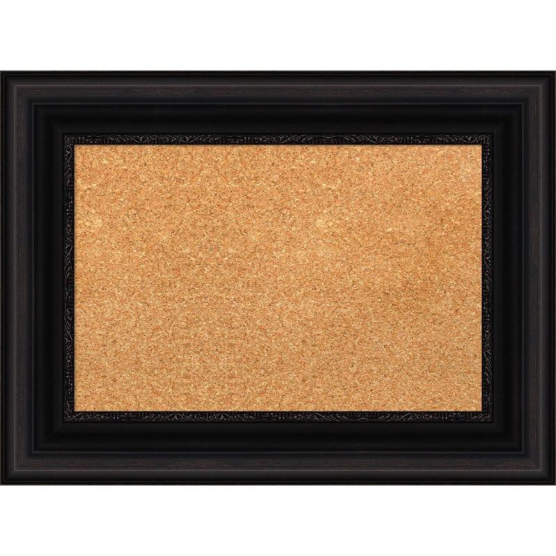 Amanti Art Natural Cork Board Framed Parlor Black Bulletin Board 24 in. x 18 in.