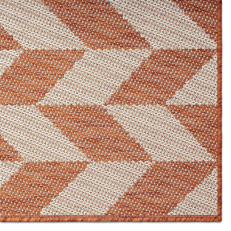 NICOLE MILLER NEW YORK Patio Country Calla Herringbone Indoor/Outdoor Area Rug, Orange/Ivory