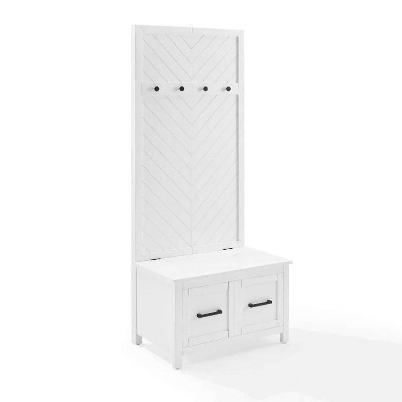 Kayce Hall Tree White - Crosley: Mudroom Storage Solution, Entryway Organizer with 4 Hooks, Veneer Finish